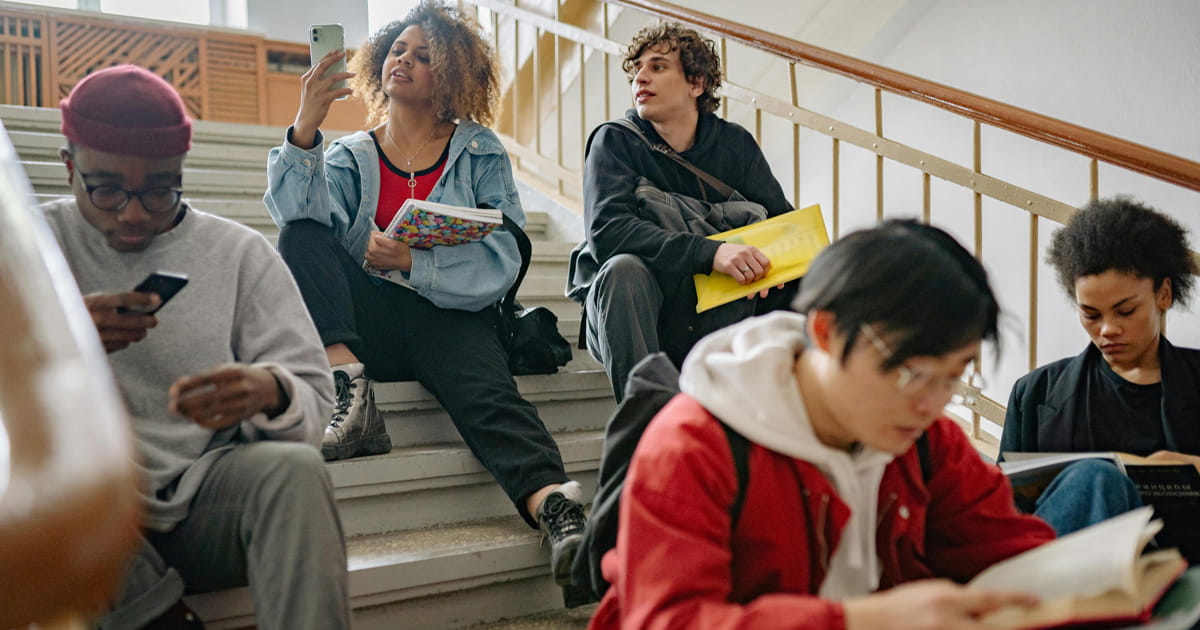 Students on stands