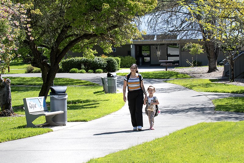 mother with child on campus