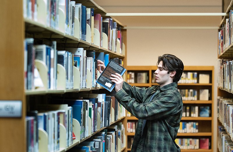 student worker in library