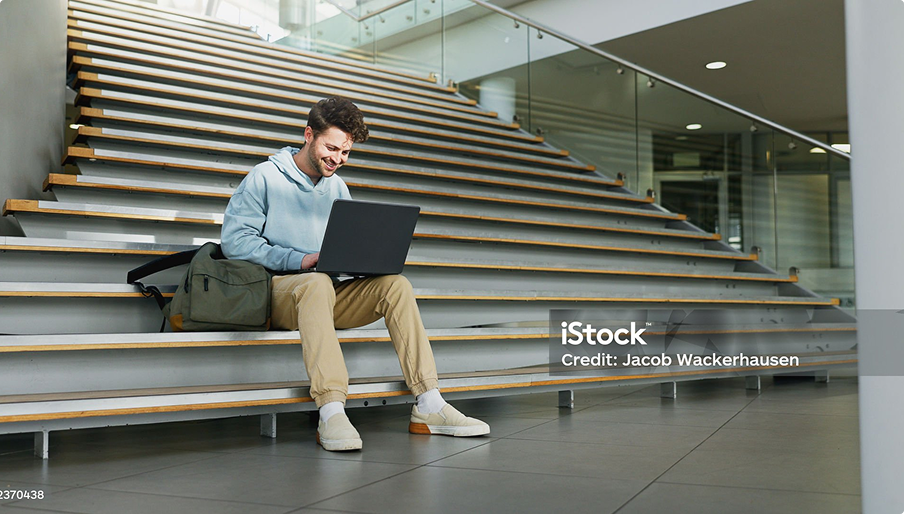 Student on the stairs