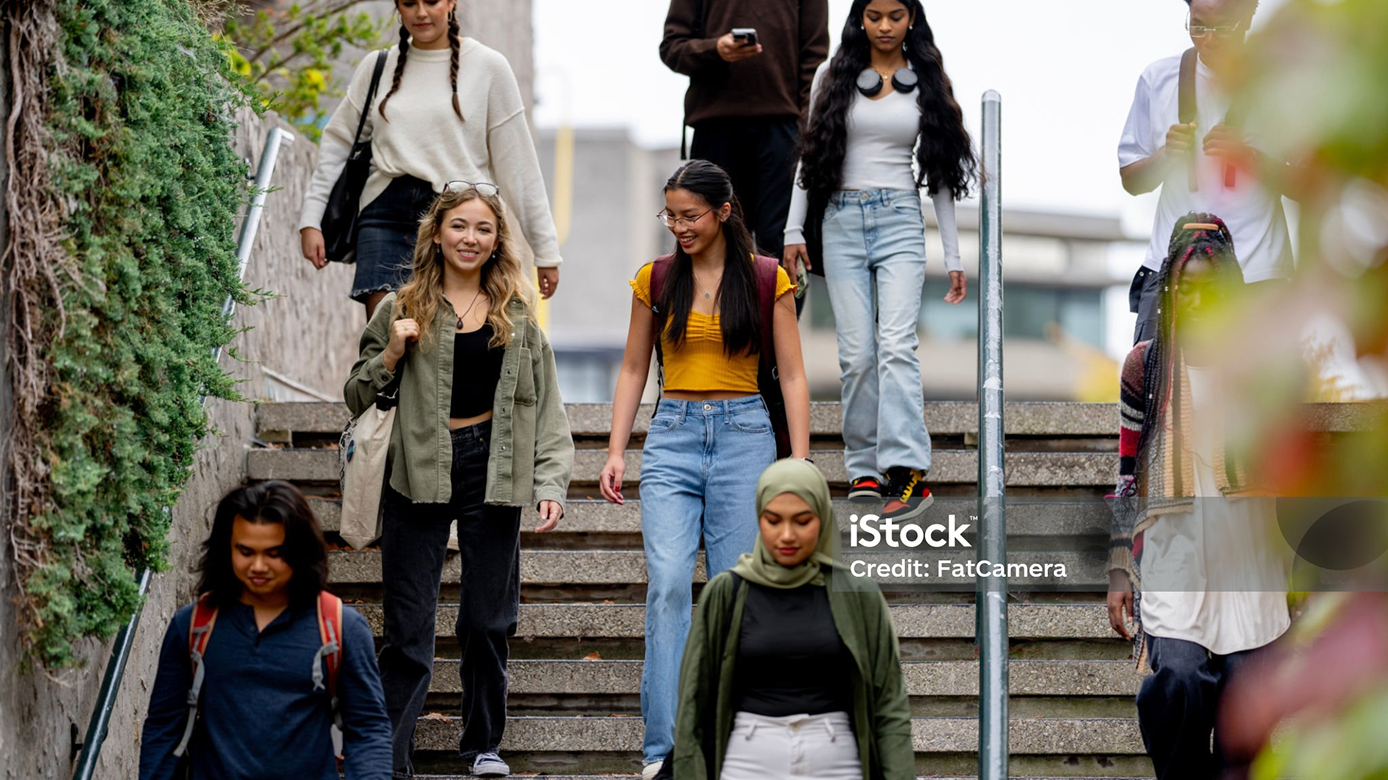 Students on stairs